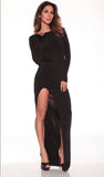 Long classic backless dress- Black